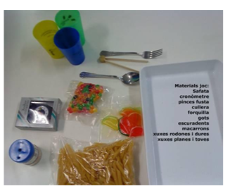 Materials per fer la pràctica de la batalla dels becs.  Font: La batalla dels becs  Autors: CDEC-ARC