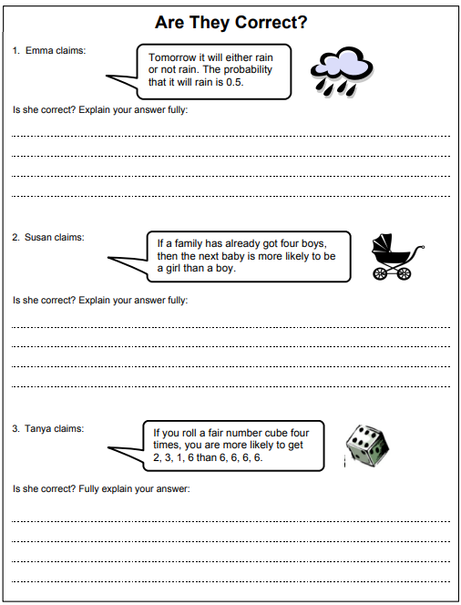 Evaluating Statements About Probability