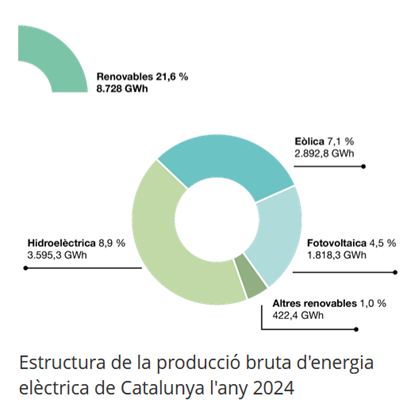 Estructura de la producció d'energia bruta 2024